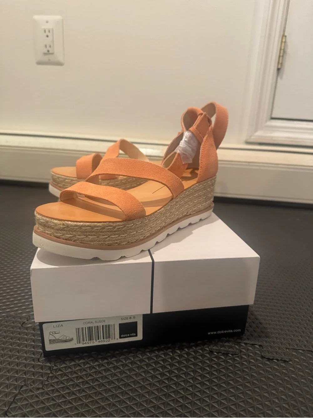 Dolce Vita - Liza - Women’s Peach Suede Espadrille Wedge Sandals